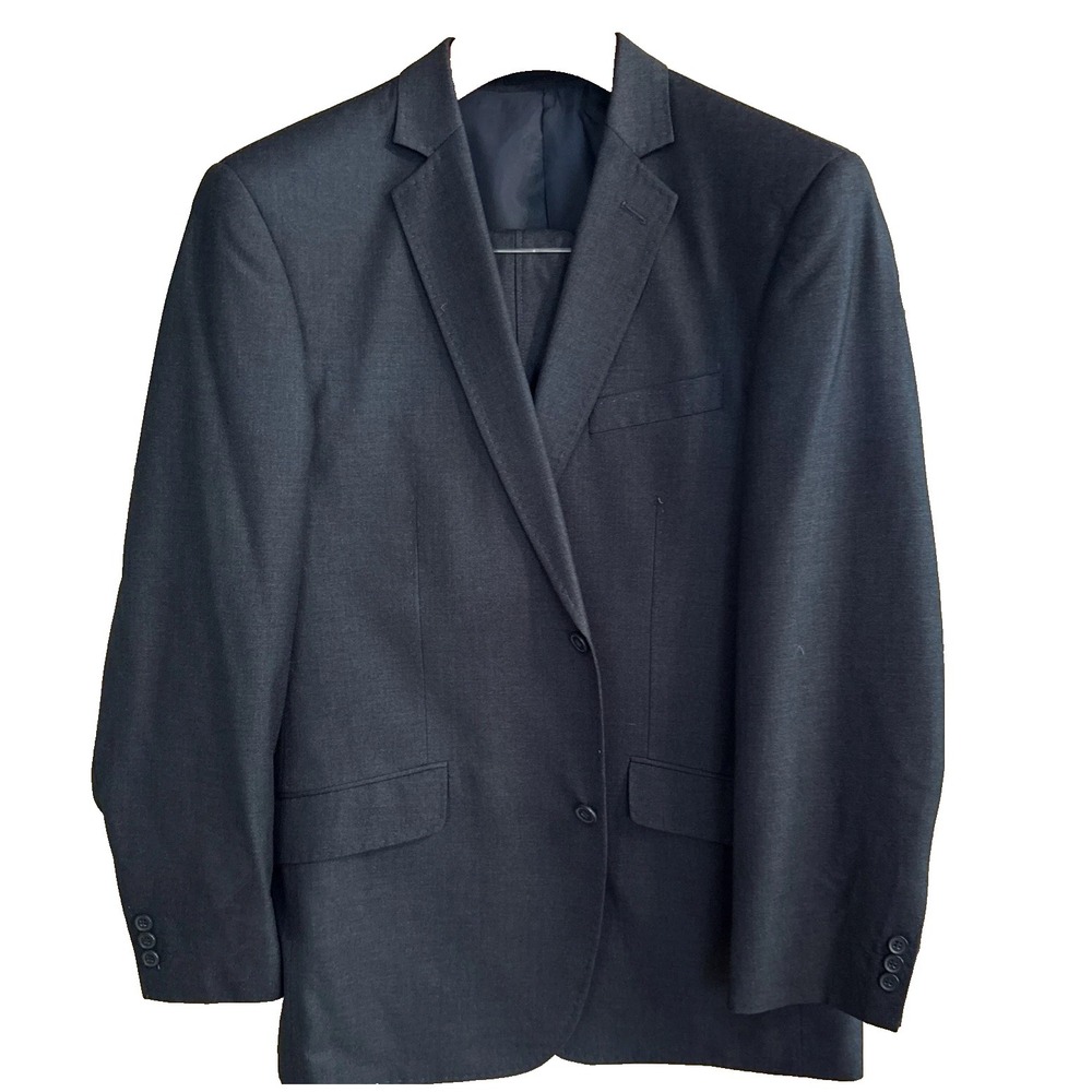GIORGIO FIORELLI Navy Blue Plaid Full Suit 46R Superlux Fine Textile 46 Pants
